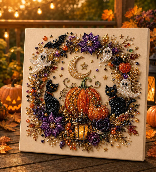 Cerolux™ - Halloween Pearl Art DIY Kit – Turn Tiny Pearls into Spooky-Cute Magic (Size:7.87in*7.87in)